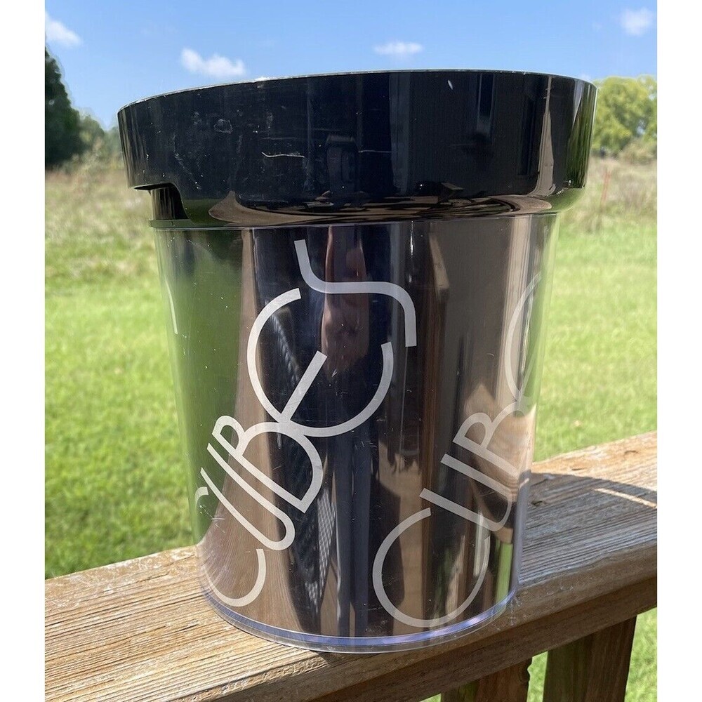 Vintage 1981 Ice Bucket "Cubes" Modern Pop Art Black and Silver Thermo Serv.